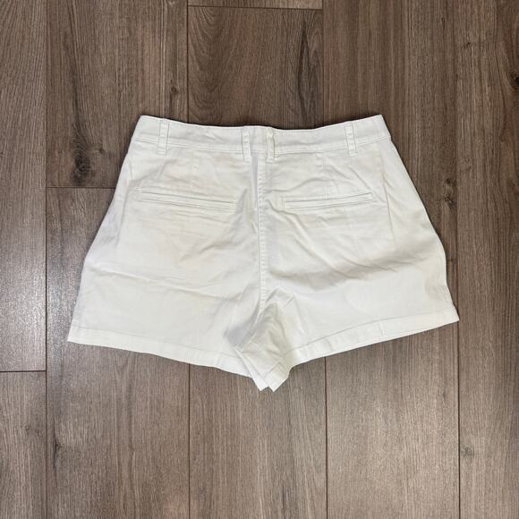 J.Crew 3" Pleated Heritage Chino Shorts WMNS 0 White Mid-Rise Stretchy Pockets - Picture 6 of 8